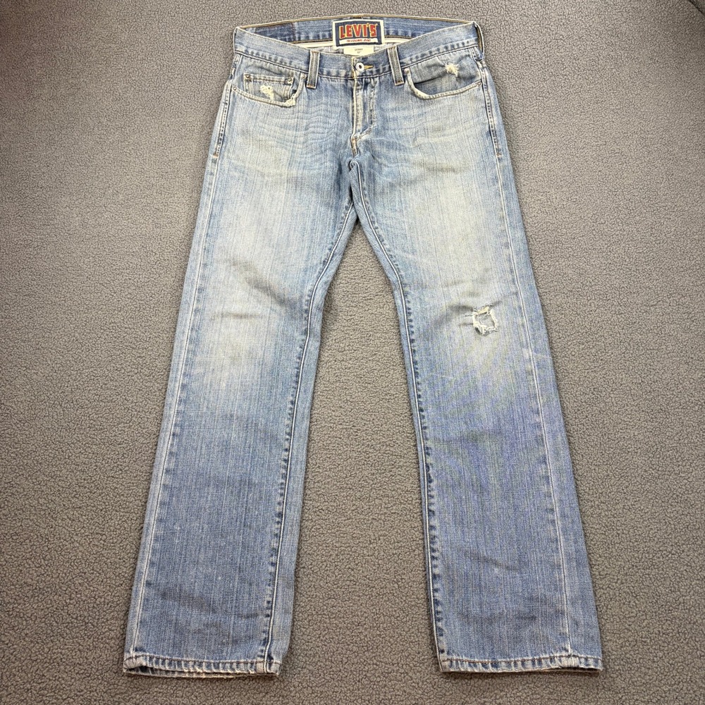 Levis Jeans Mens 36x34 Blue 511 Skinny Distressed Denim Pants 100% Cotton 8209